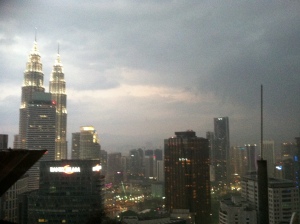 View of KL from a helicopter pad just before an evening storm